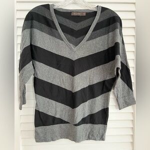 The Limited Dolman Sleeve Chevron 3/4 length Sweater. Black and grey. Size XS